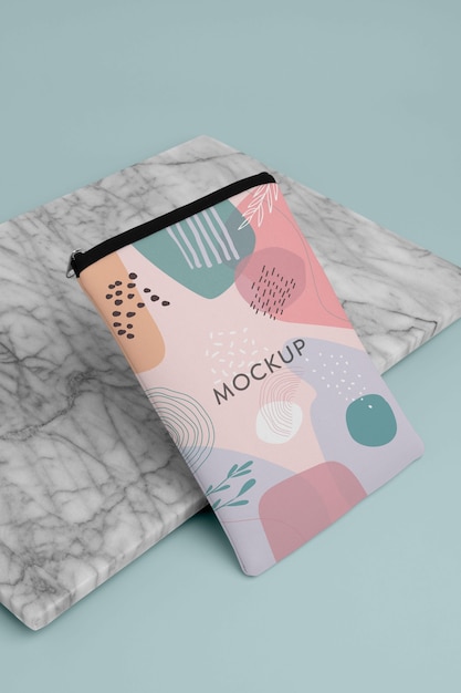 Canvas laptop and tablet sleeve mockup