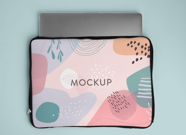 Canvas laptop and tablet sleeve mockup