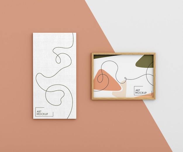 PSD canvas mock-up with organic shapes and frame