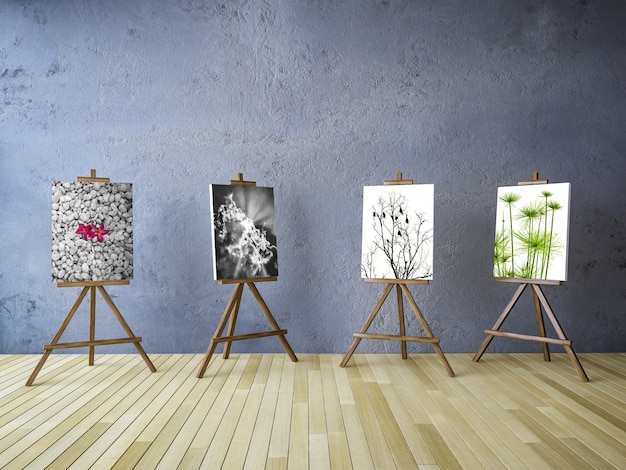 PSD canvas mockup of four