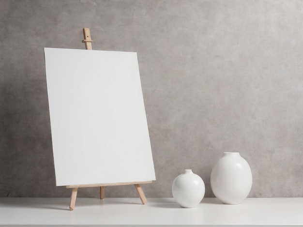 PSD canvas mockup white blank canvas in art room