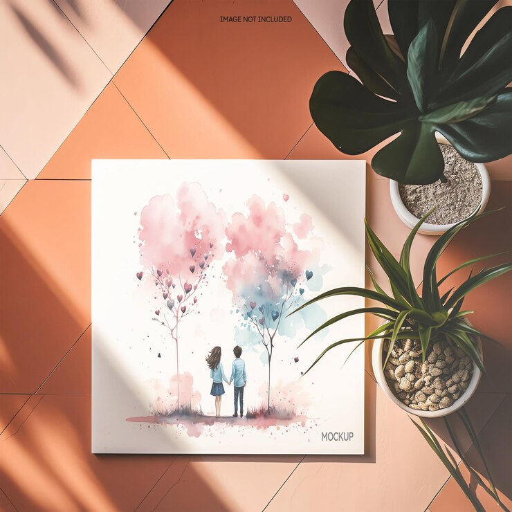 canvas photo frame mockup