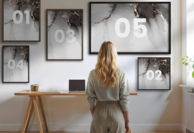 PSD canvas and poster frames mockup aesthetic