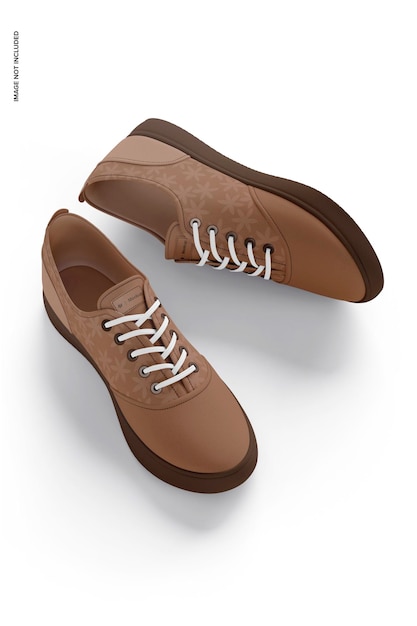 Canvas schoenen mockup, hoge hoekmening