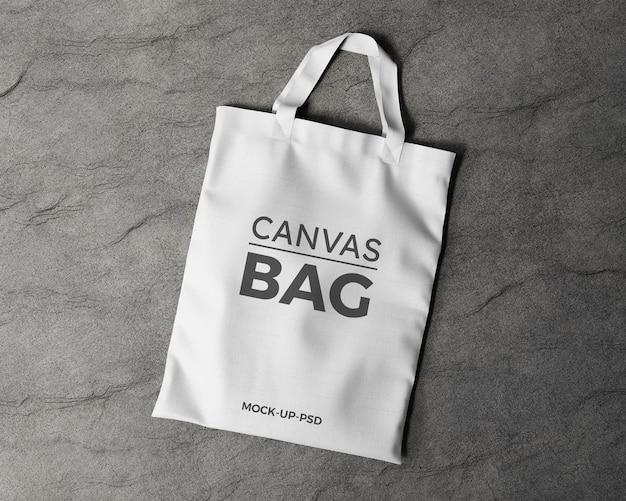 Canvas tote bag mockup on gray background