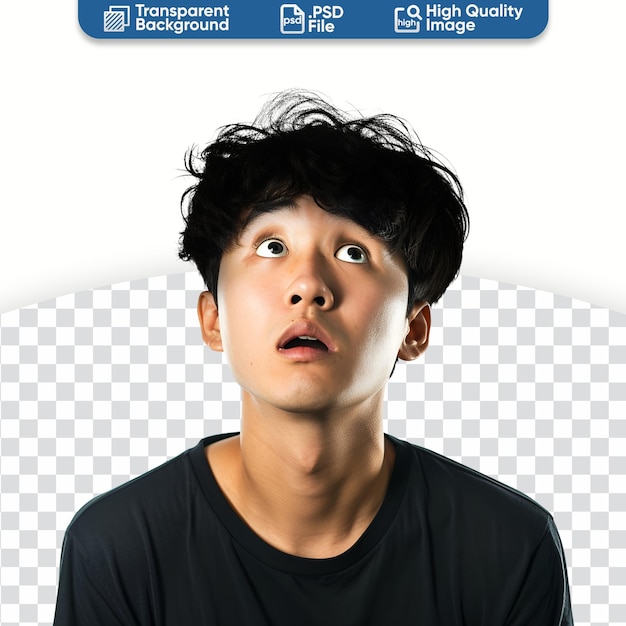 PSD canvas of a uneasy young man asian origin