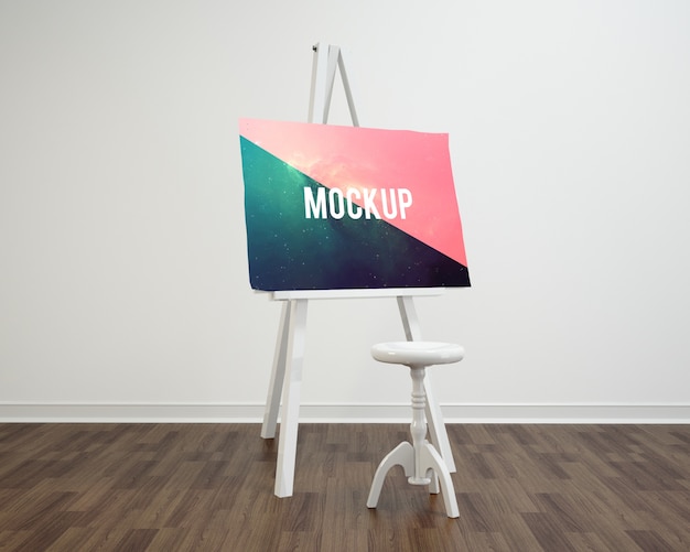 Canvas on white stand mock up