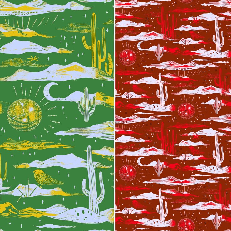 PSD canyon patterns with canyon cactus and eagle silhouettes ear png traditional abstract designs