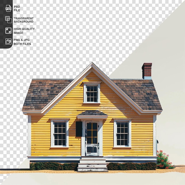 PSD cape cod house isolated on transparent background