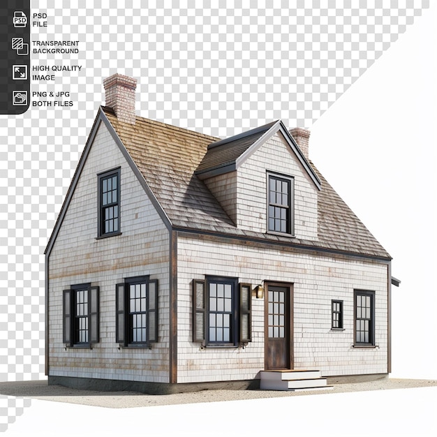 PSD cape cod house isolated on transparent background