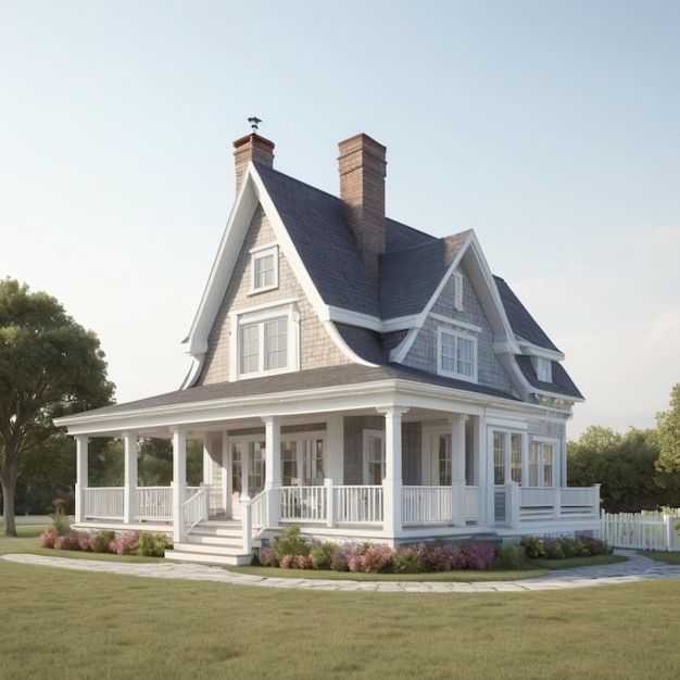 Cape cod house psd on a white background