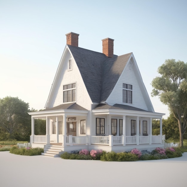 Cape cod house psd on a white background