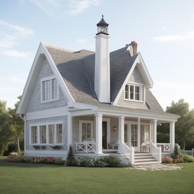 Cape cod house psd on a white background