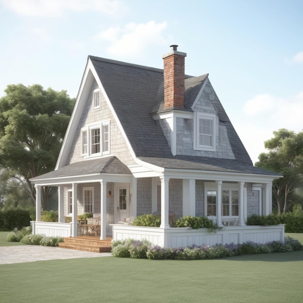 Cape cod house psd on a white background