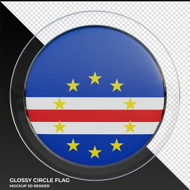 Cape verde realistic 3d textured glossy circle flag