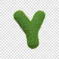 PSD capital letter y shaped from lush green grass isolated on a white background side view