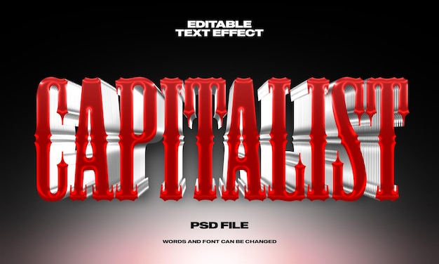 PSD capitalist 3d text effect editable