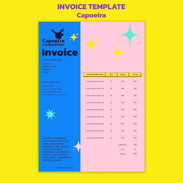 PSD capoeira competitions invoice template