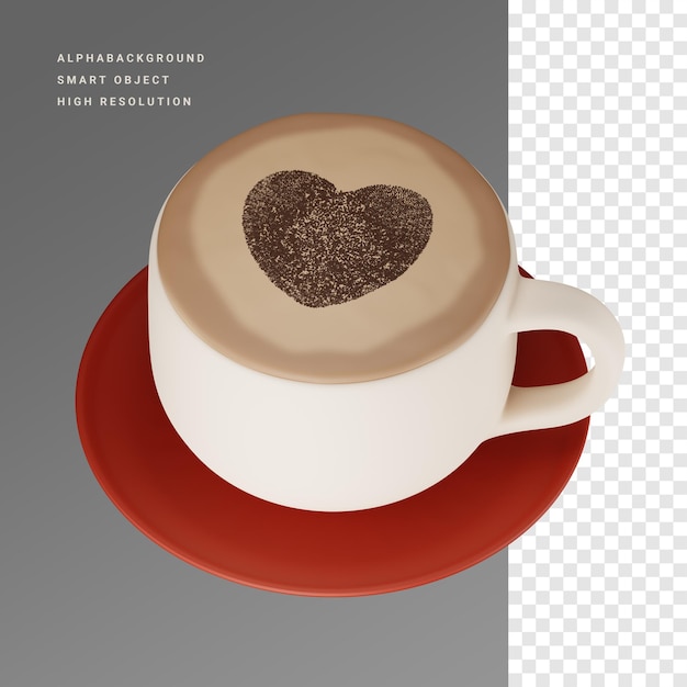 PSD illustrazione dell'icona 3d del cappuccino