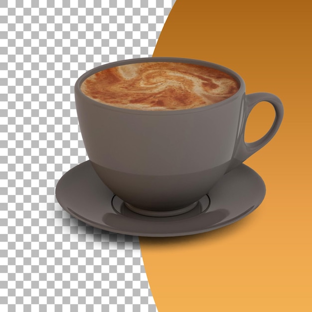 PSD Кофейная чашка капучино крупным планом изолирована на прозрачном