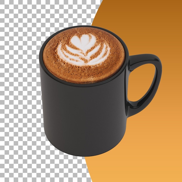 PSD 透明に分離されたカプチーノコーヒーカップのクローズアップ