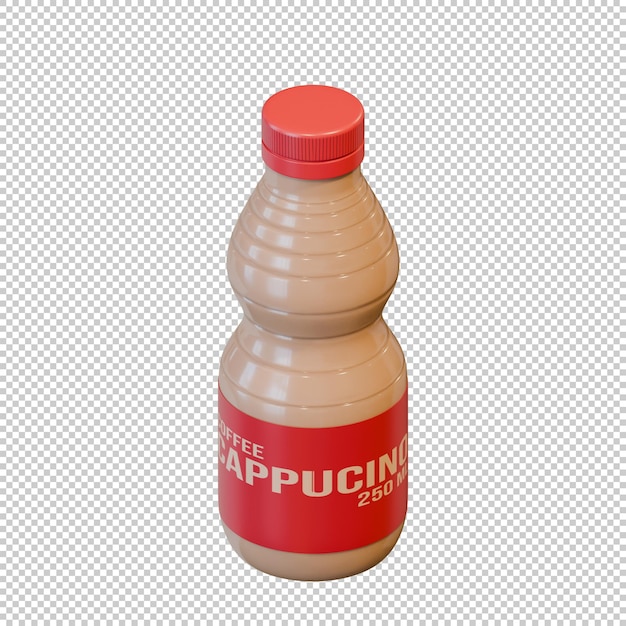 Cappuccino koffie in een fles Top View 3D Design Element