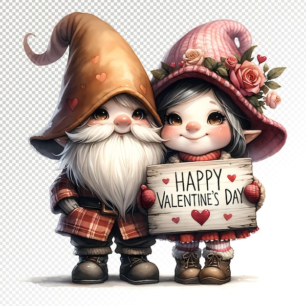 Capricious Valentine Gnome Clipart Gnome ilustracje Przezroczyste PSD Dzień Walentynek