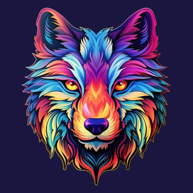 PSD capricious wildlife art boeiende kleuren in vector wolf design