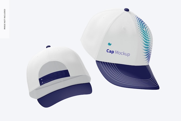 caps mockup, floating