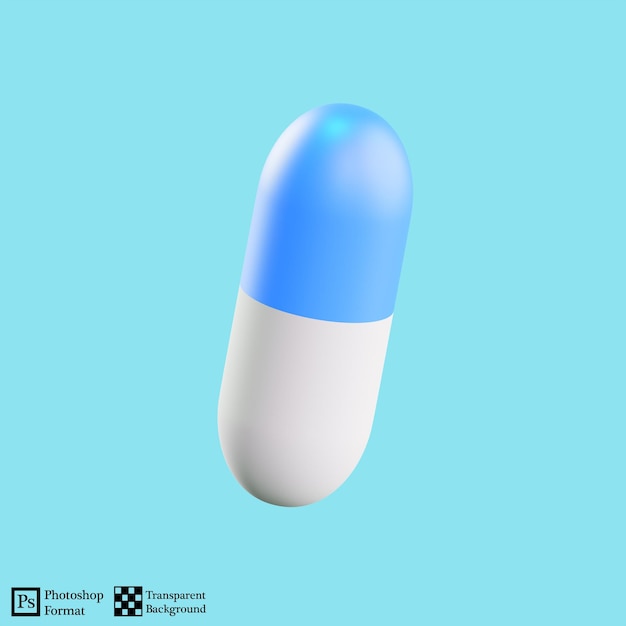 PSD Капсула pill sea blue 3d иллюстрация