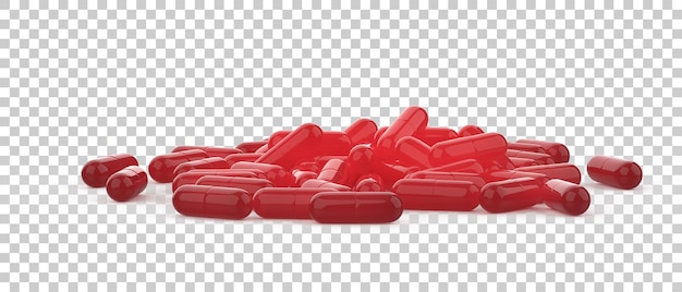 Capsule pills isolated on transparent background 3d rendering illustration