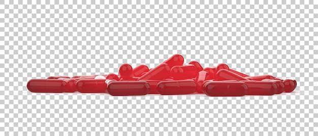 Capsule pills isolated on transparent background 3d rendering illustration