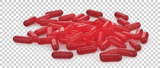Capsule pills isolated on transparent background 3d rendering illustration
