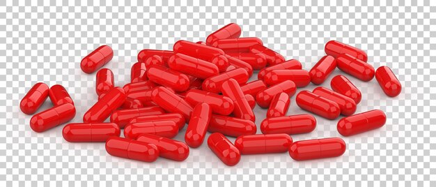 Capsule pills isolated on transparent background 3d rendering illustration