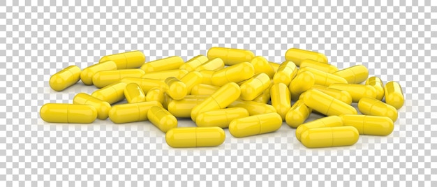 Capsule pills isolated on transparent background 3d rendering illustration