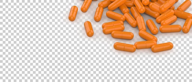 Capsule pills isolated on transparent background 3d rendering illustration
