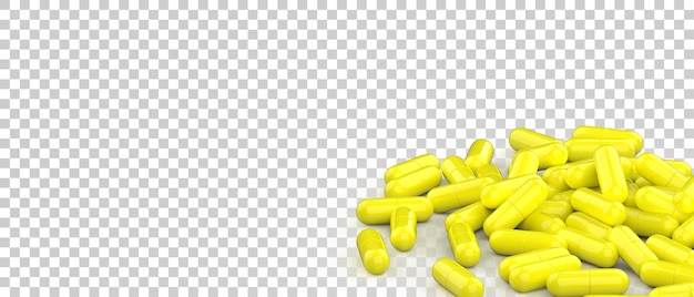 Capsule pills isolated on transparent background 3d rendering illustration