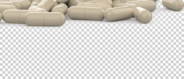 Capsule pills isolated on transparent background 3d rendering illustration