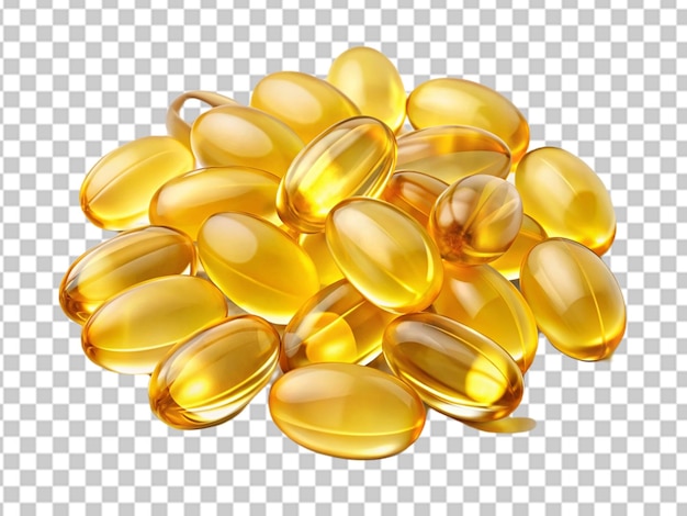 PSD capsules met visolie-omega-3-gel op een doorzichtige achtergrond