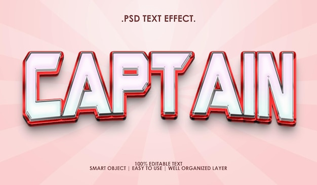 Captain 3d text style effect