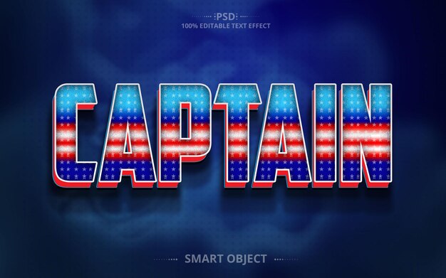 PSD captain editable text effect psd file