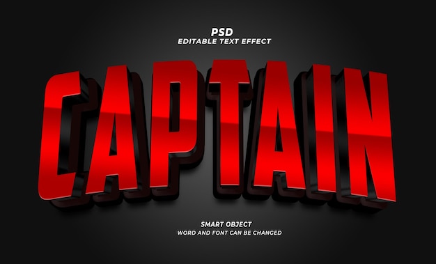 PSD capitano psd 3d modificabile modello photoshop effetto testo con sfondo