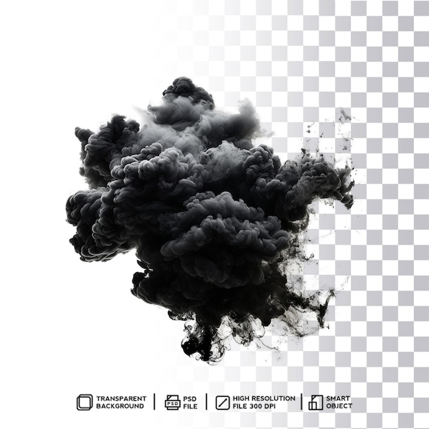 Affascinante effetto di bomba a fumo nero con un tocco di realismo su uno sfondo trasparente