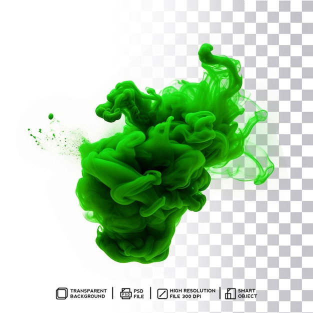 PSD captivating green smoke dust with realistic effect without background