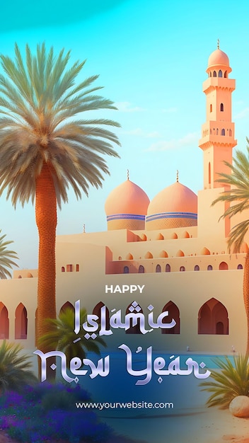 PSD captivating islamic new year mosque illustration embrace the spirit of new beginnings