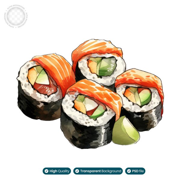 PSD a captivating sushi food illustration