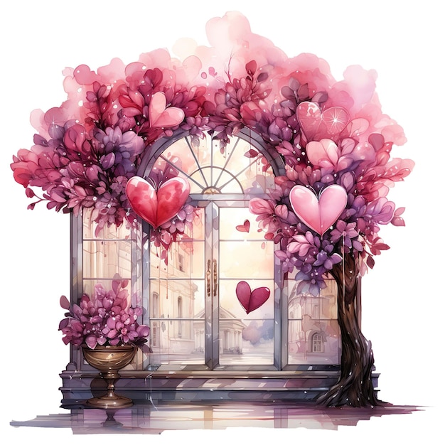 PSD capture love through the valentine window creating a warm and romantic atmosphere