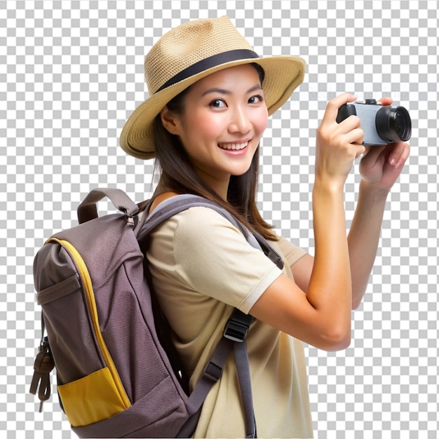 PSD capturing memories woman in hat on transparent background