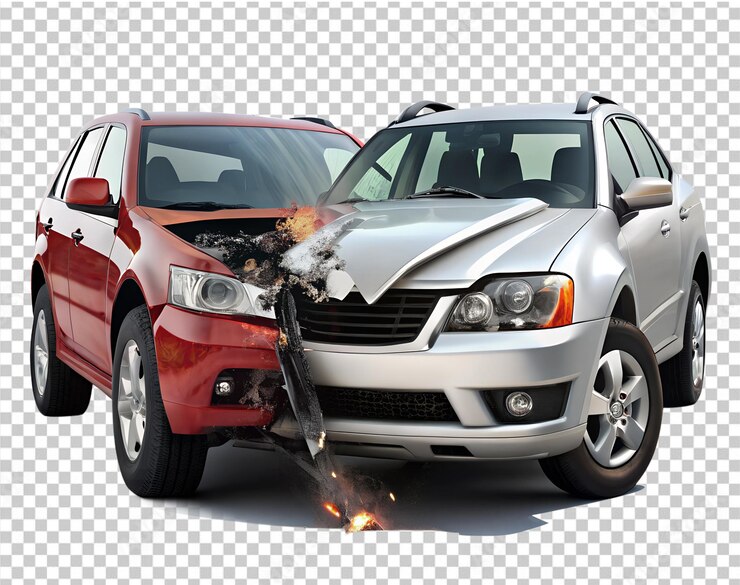 PSD car accident with the front end missing isolated on transparent background png and psd