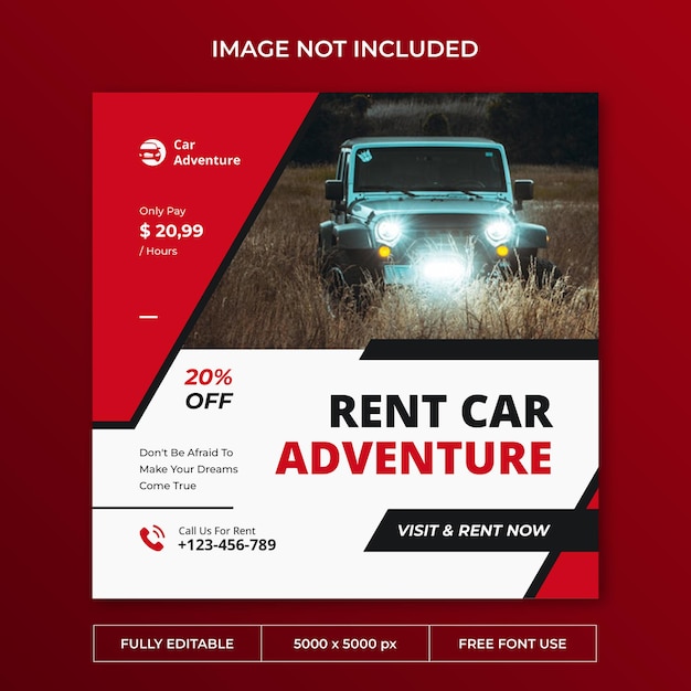PSD car adventure instagram post social media template